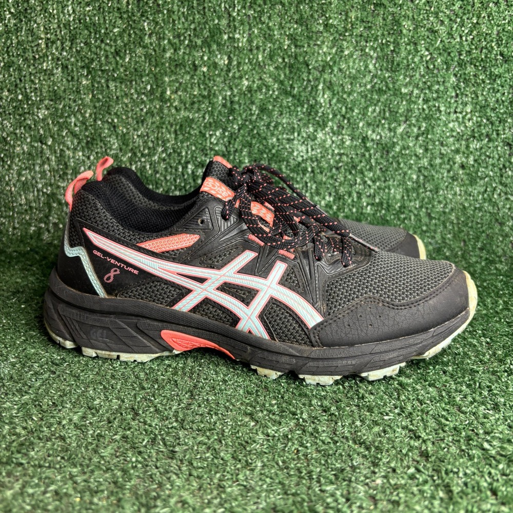 ASICS GEL-Venture 8 Trail Running Athletic Sports Sneakers Black Pink Women Sz 8